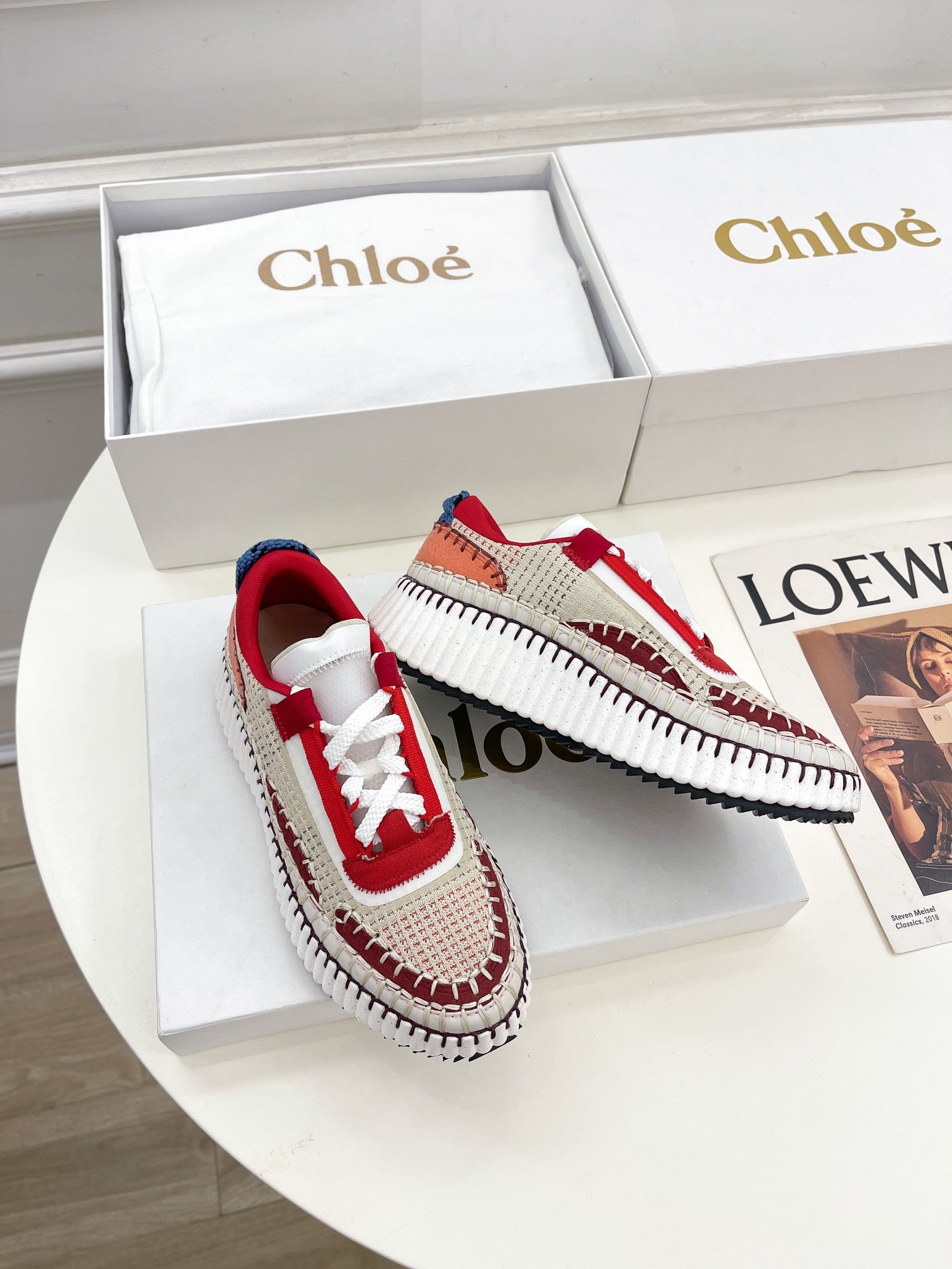 NAMA SNEAKER IN CHERRY RED MIX COLORFUL SPECIAL FABRIC