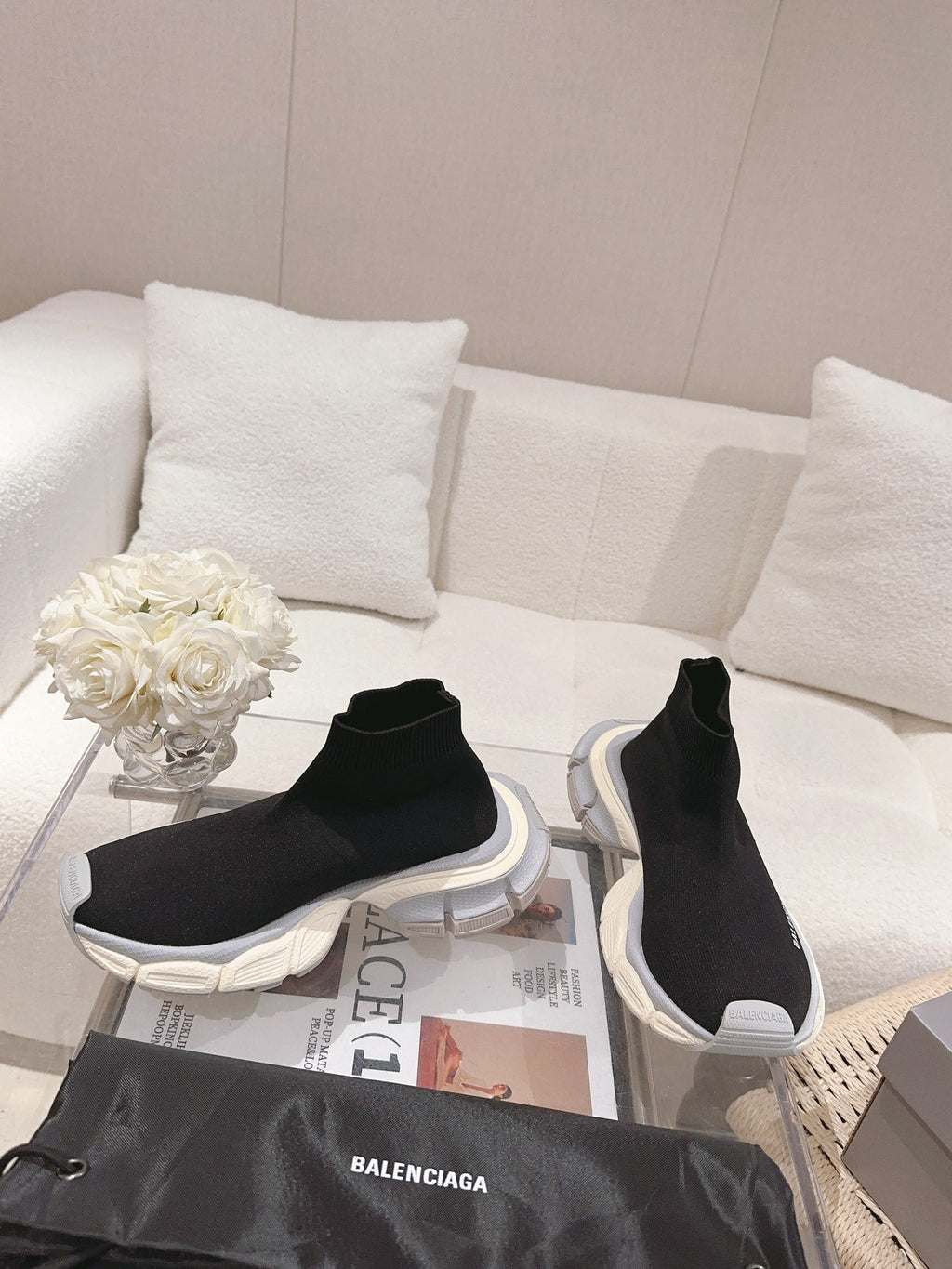 BALENCIAGA 25S SPEED TRAINER SNEAKERS 55 MM IN BLACK KNIT STYLE 4