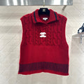 CHANEL 26S SLEEVELESS COLLARED KNITTED BLAZER 697