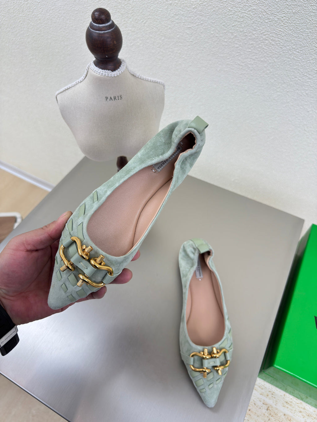 BOTTEGA VENETA BALLET FLAT IN LIGHT BLUE SUEDE
