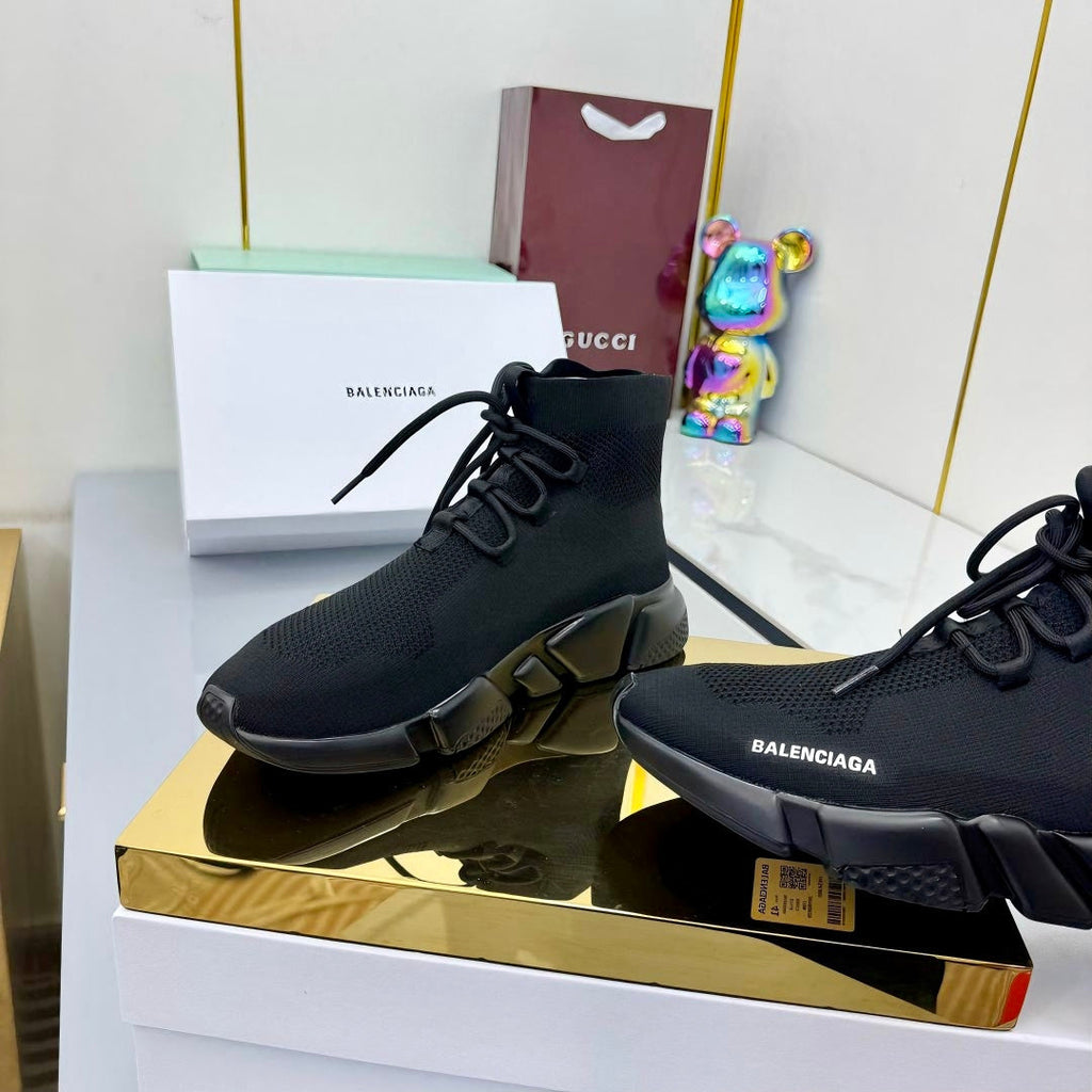 BALENCIAGA 25S SPEED 2.0 LACE-UP SNEAKERS IN BLACK KNITTED STYLE 3