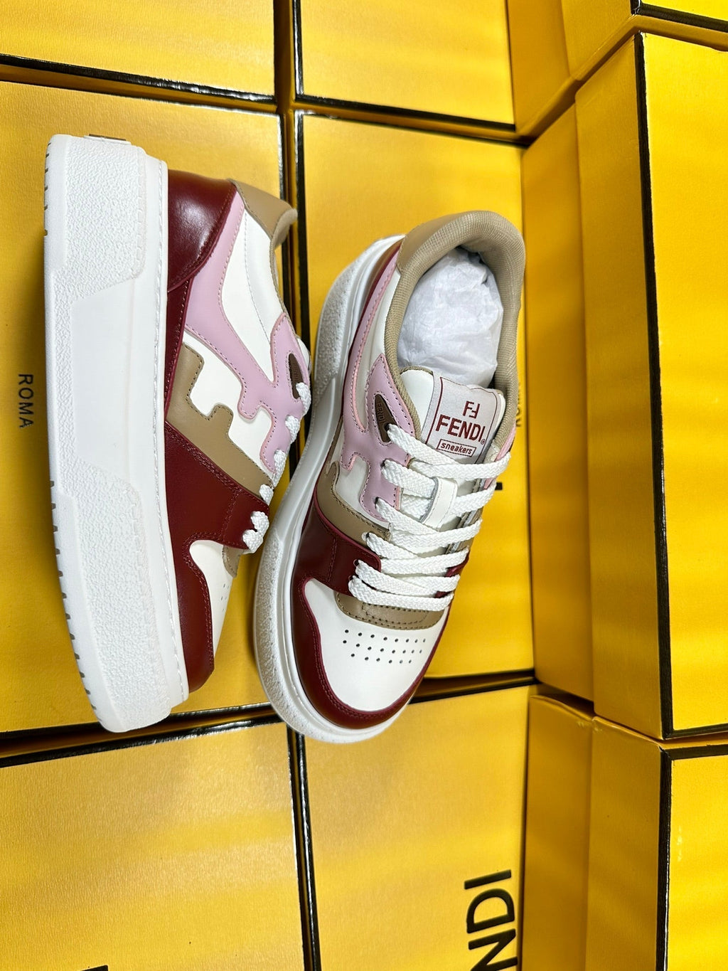 FENDI THICK-SOLDED SNEAKER IN COLORFUL LAMBSKIN