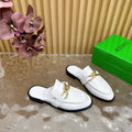 BOTTEGA VENETA OPEN-BACK LOAFER REALISED IN WHITE SOFT CALFSKIN WITH SIGNATURE METALLIC KNOT DETAIL