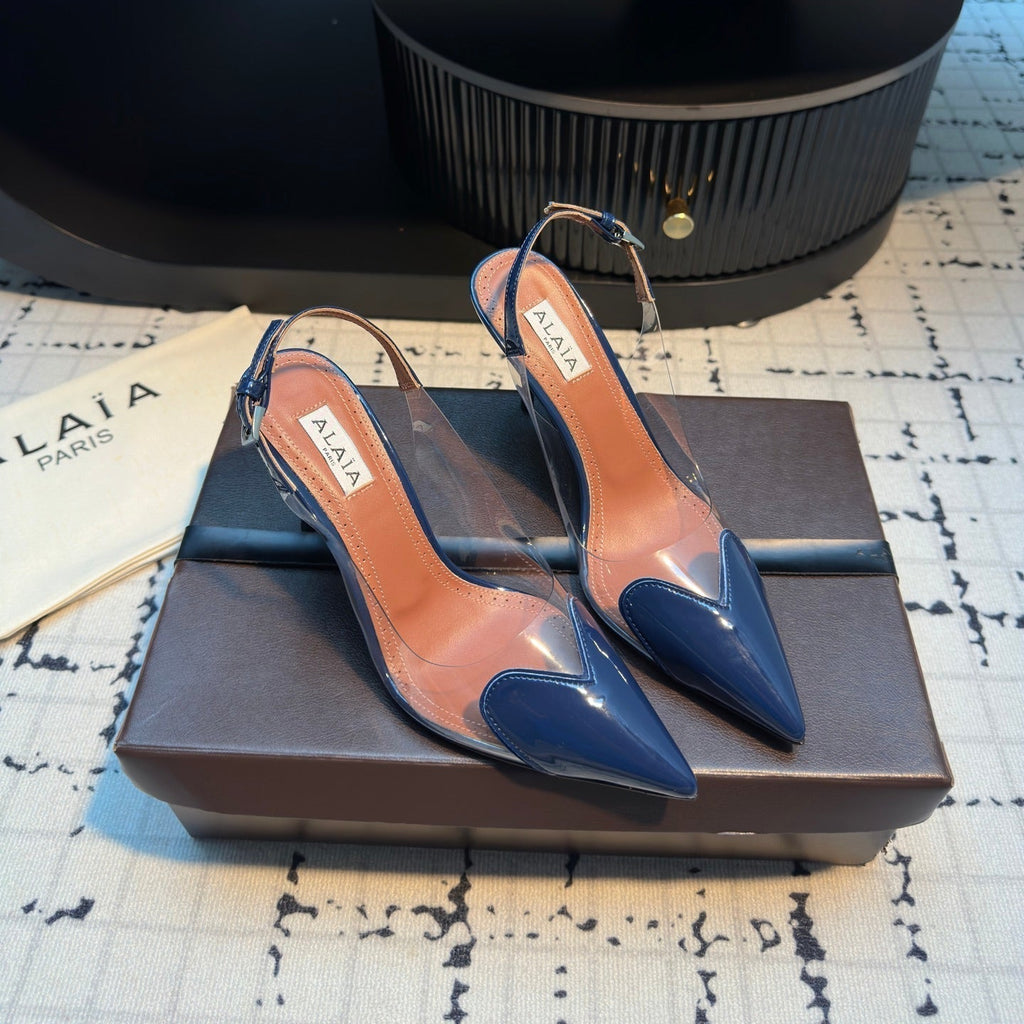 ALAIA HIGH SLINGBACK 25S 90 MM IN NAVY BLUE CALFSKIN