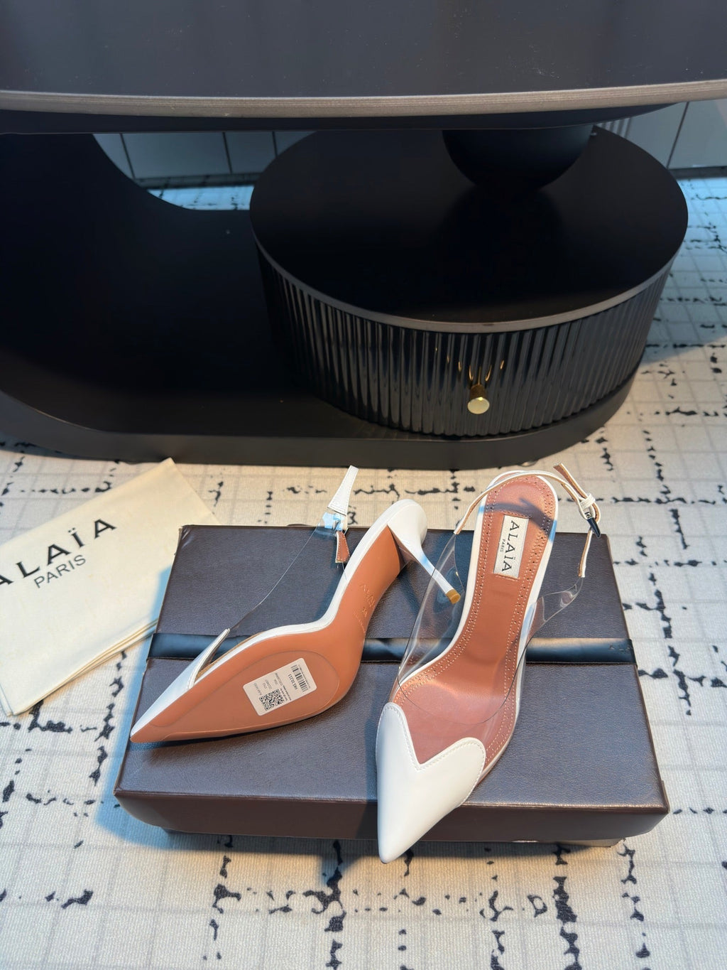 ALAIA HIGH SLINGBACK 25S 90 MM IN WHITE CALFSKIN