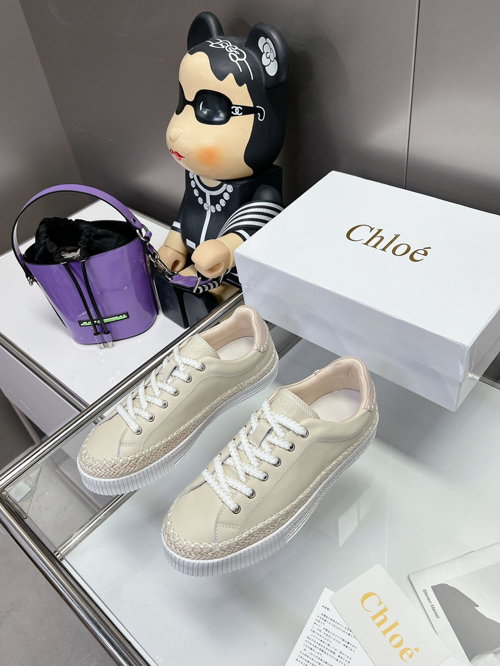 TELMA LACE-UP SNEAKER IN CREAM BEIGE LAMBSKIN AND RAFFIA