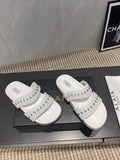 ALAIA DOUBLE-STRAP SANDALS 25S IN WHITE CALFSKIN