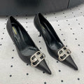 HEELED PUMPS 65 MM IN BLACK SMOOTH LAMBSKIN SILVER HARDWARE