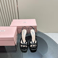 High Heels With Bows Black Sheepskin