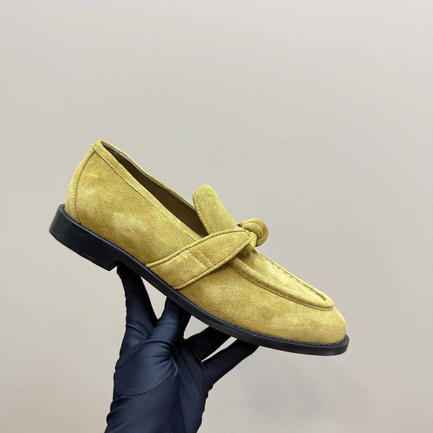 BOTTEGA VENETA ASTAIRE LOAFER IN OLIVE GREEN SUEDE