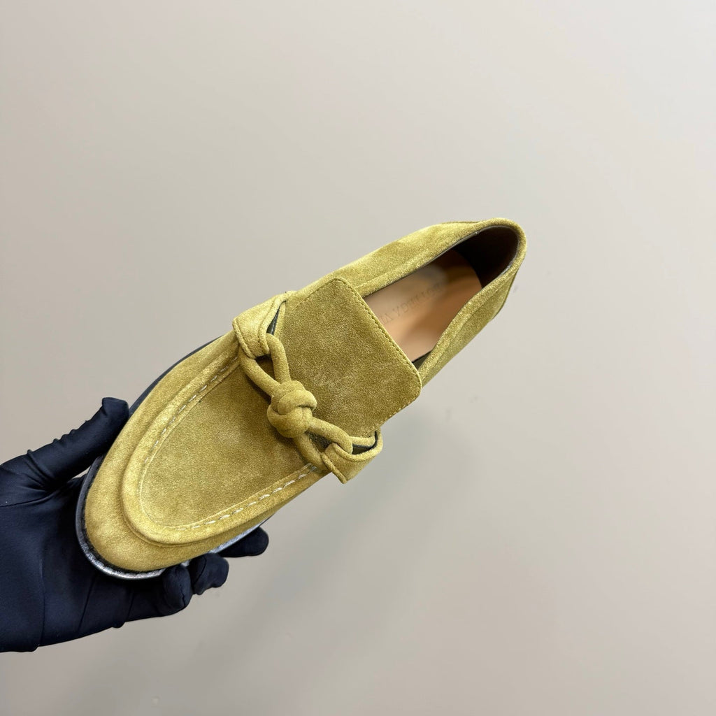 BOTTEGA VENETA ASTAIRE LOAFER IN OLIVE GREEN SUEDE