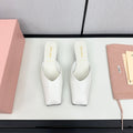 SQUARE TOE MULES WHITE SHEEPSKIN