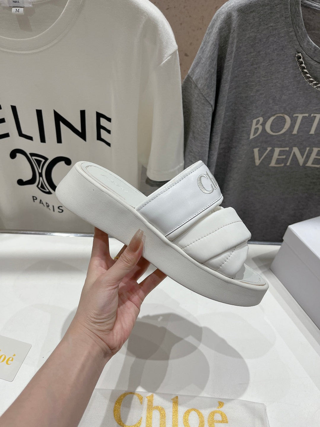 MILA PLATFORM 5 CM IN WHITE NYLON WITH EMBROIDERED LOGO